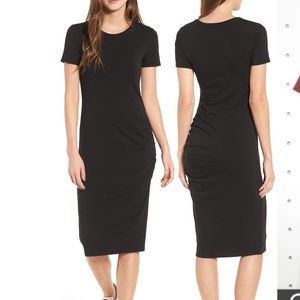 Treasure and Bond side ruched body-con dress in black